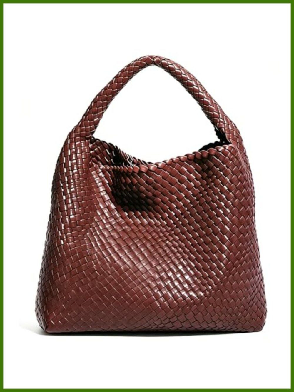 Hand Woven Vegan Leather Tote Bag Large Capacity Shoulder Hobo Purse for Women
